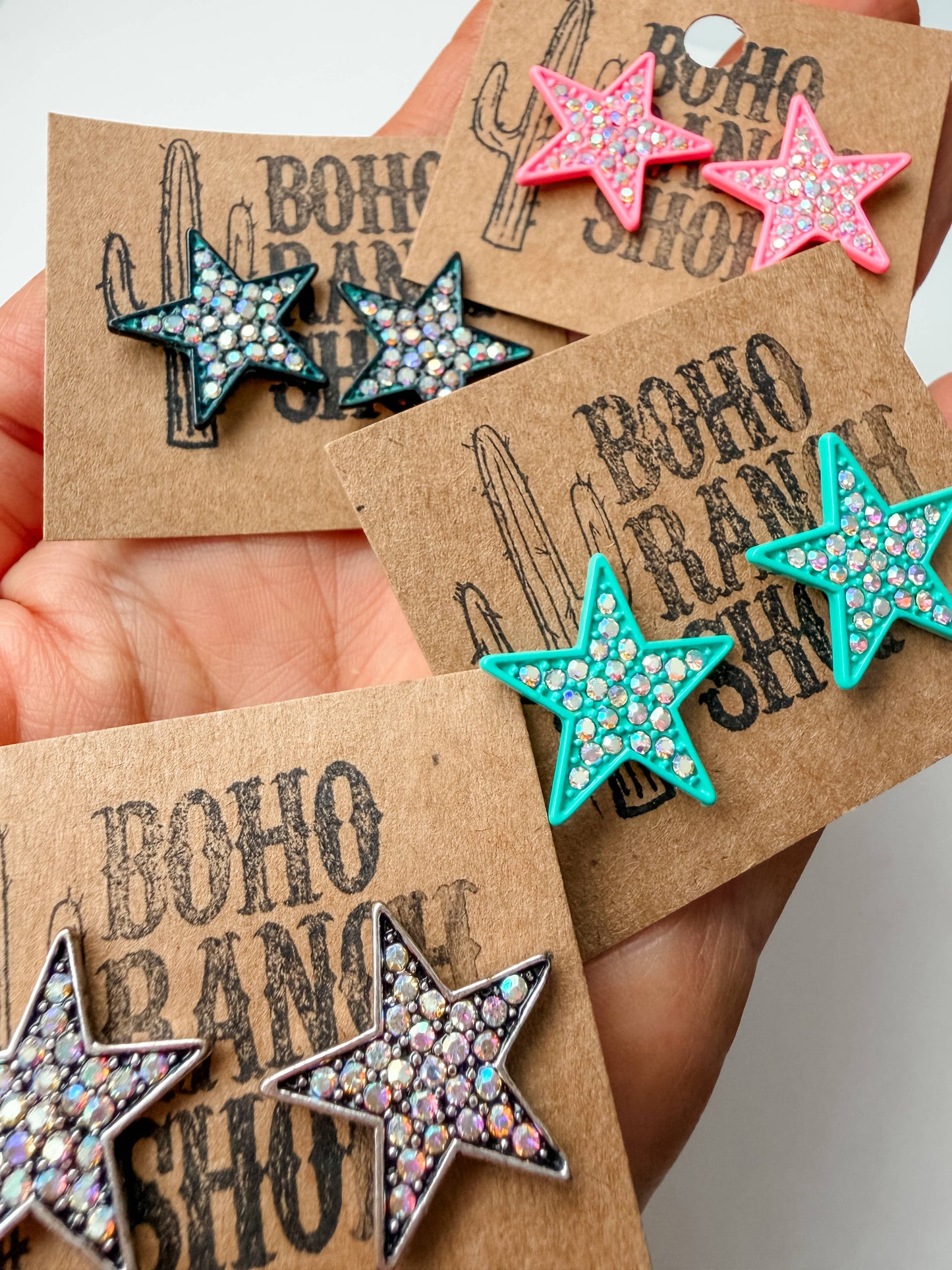 Rhinestone Post Star Stud Earrings