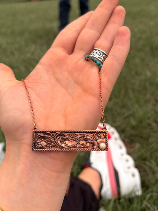 Copper bar necklace