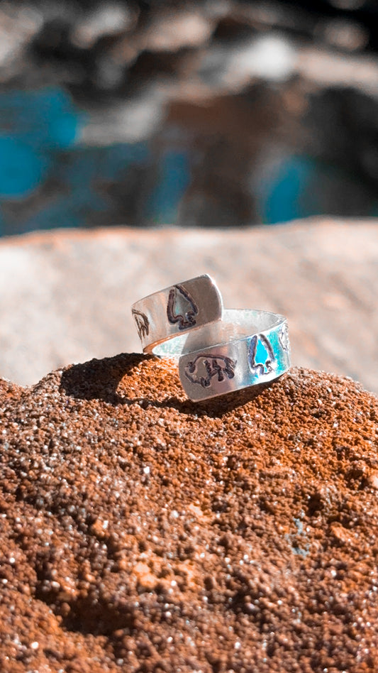 Out west stamped wrap ring