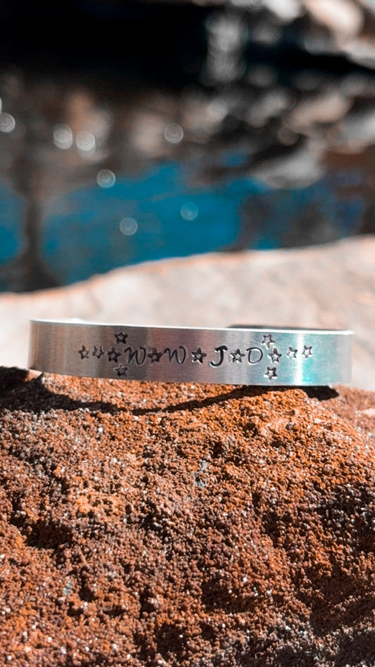 W.W.J.D stamped cuff bracelet