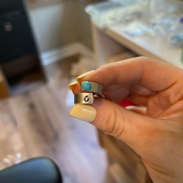 Handstamped initial ring