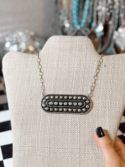 Western long oval Concho necklace