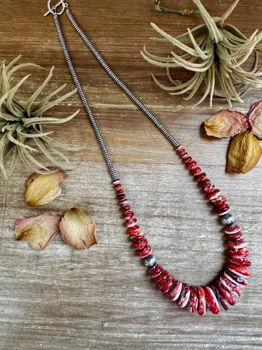 23" Red Spiny Oyster Graduated Necklace