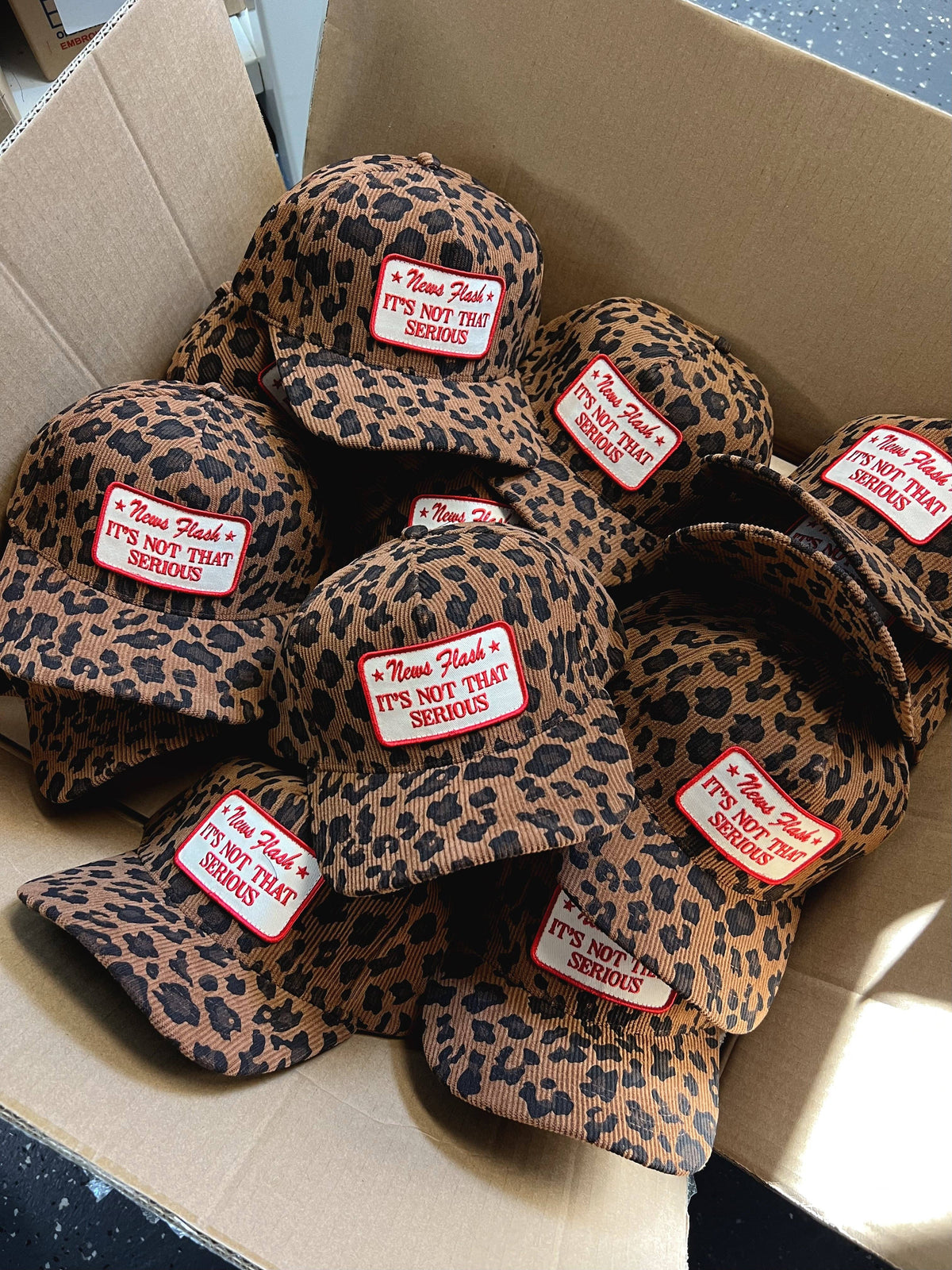 News Flash It’s Not That Serious Leopard Corduroy Patch Hat