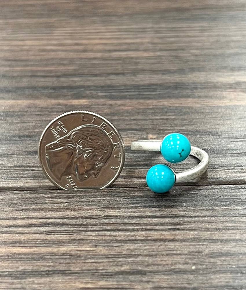 8mm Round Turquoise, Brass Adjustable Rings