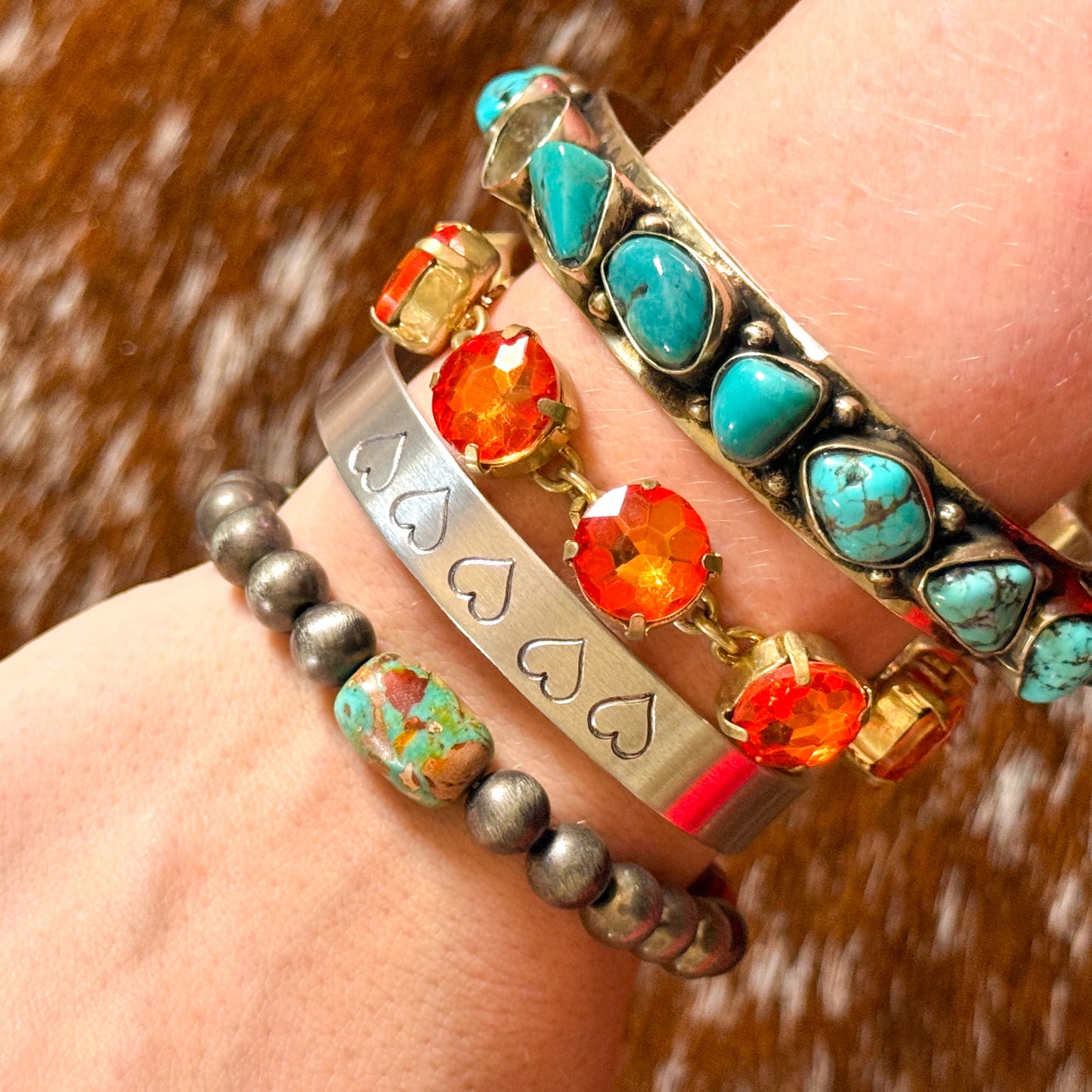 Stamped heart handmade bracelet