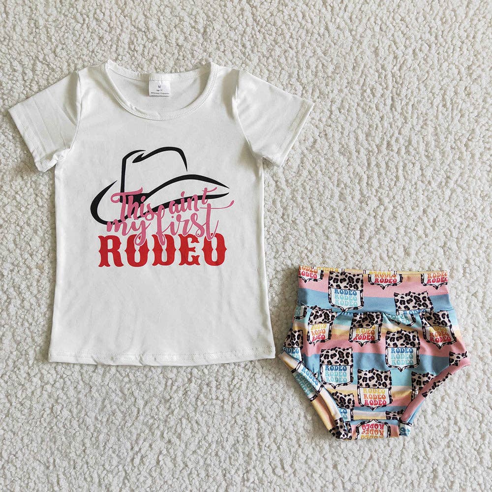 Not my first rodeo  baby girls summer bummie sets