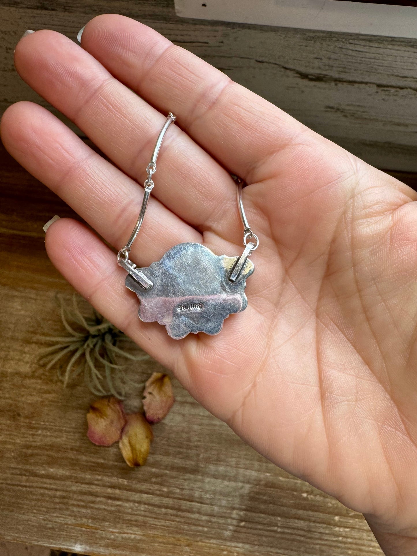 Smaller Cluster Necklace – Kingman Turquoise on Liquid Silver Chain, 18 Inch – USA Made