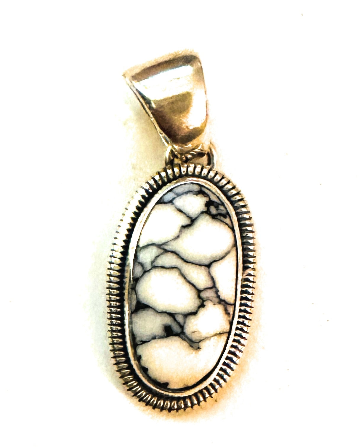 Navajo Howlite & Sterling Silver Pendant by Wydell Billie