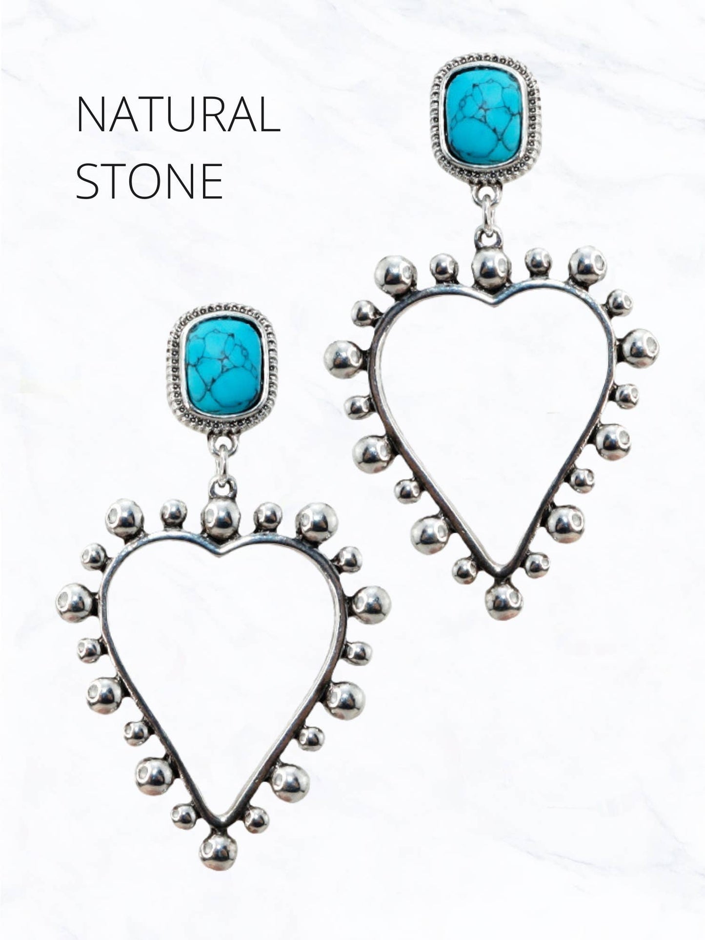 Heart Drop Turquoise Post Earrings