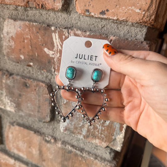 Heart Drop Turquoise Post Earrings