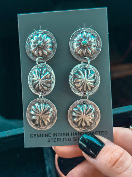 Concho drop earrings