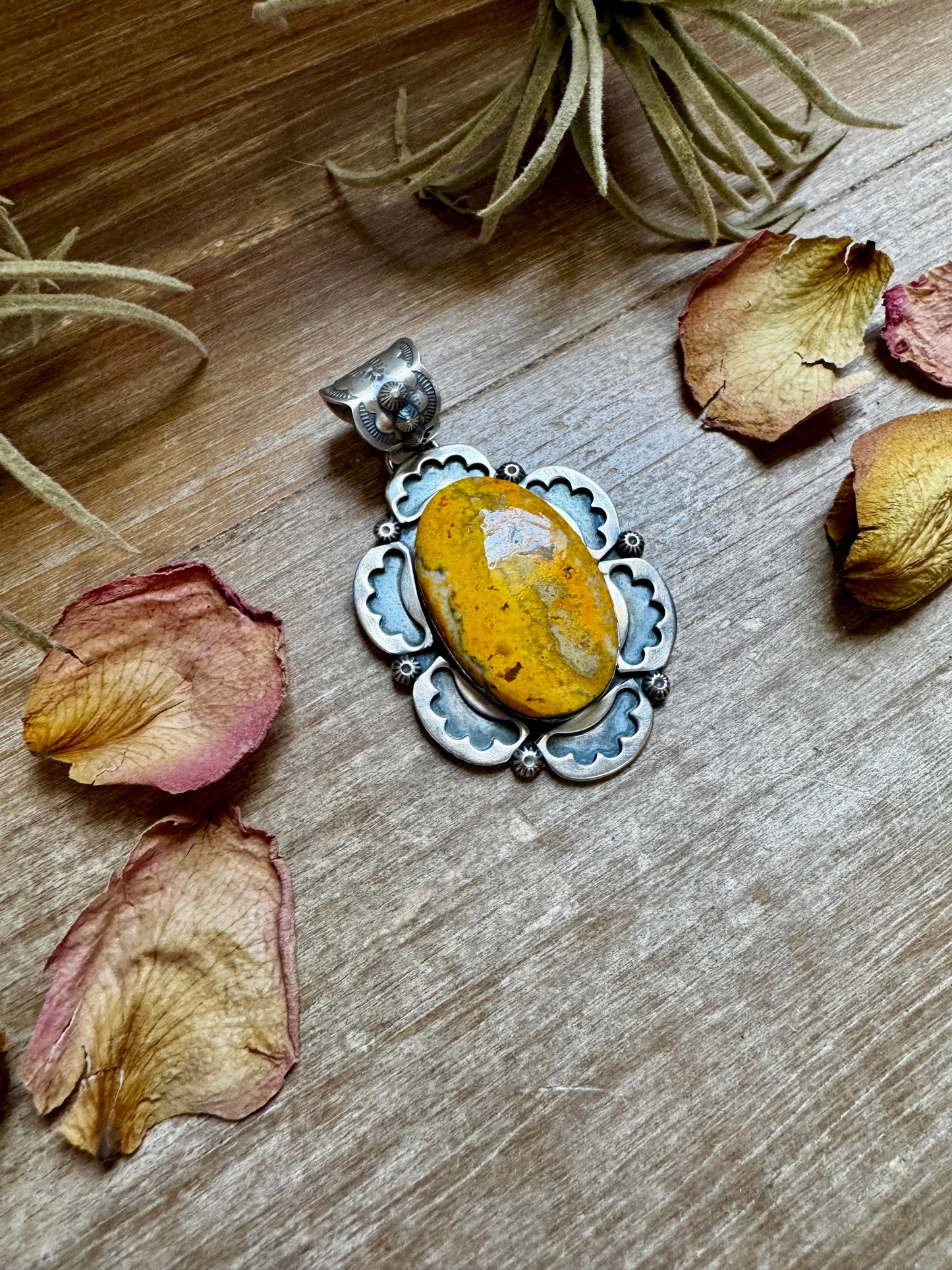 Bumblebee Jasper Pendant – Sterling Silver, Bright Yellow