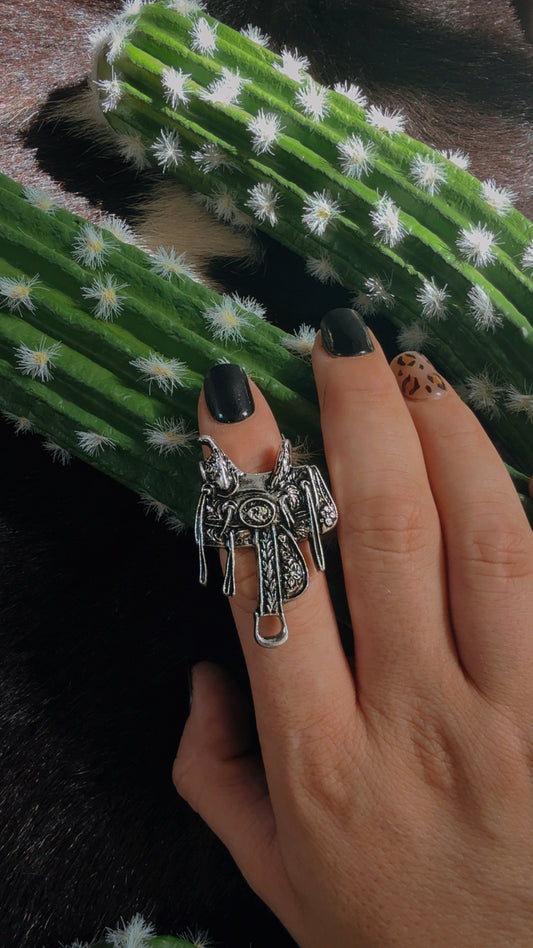 Silver saddle ring - adjustable