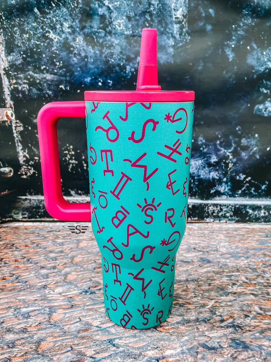 Branded Teal/Pink 32oz Flip Top WashEasy™ Lid Tumbler