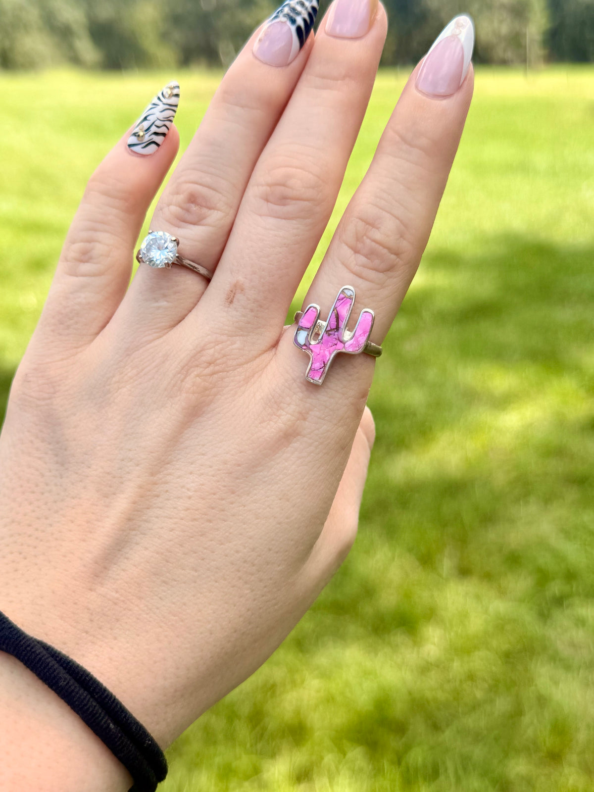 Cotton candy cactus ring - size 9