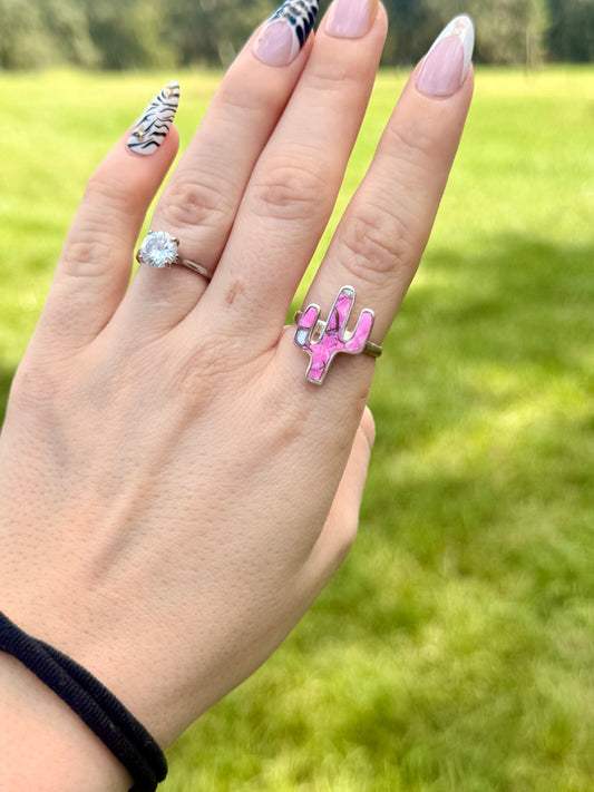 Cotton candy cactus ring - size 9