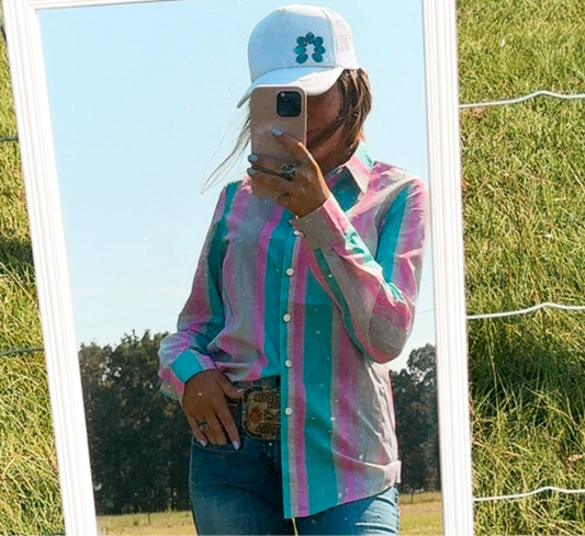 Cotton candy vintage style rodeo shirt