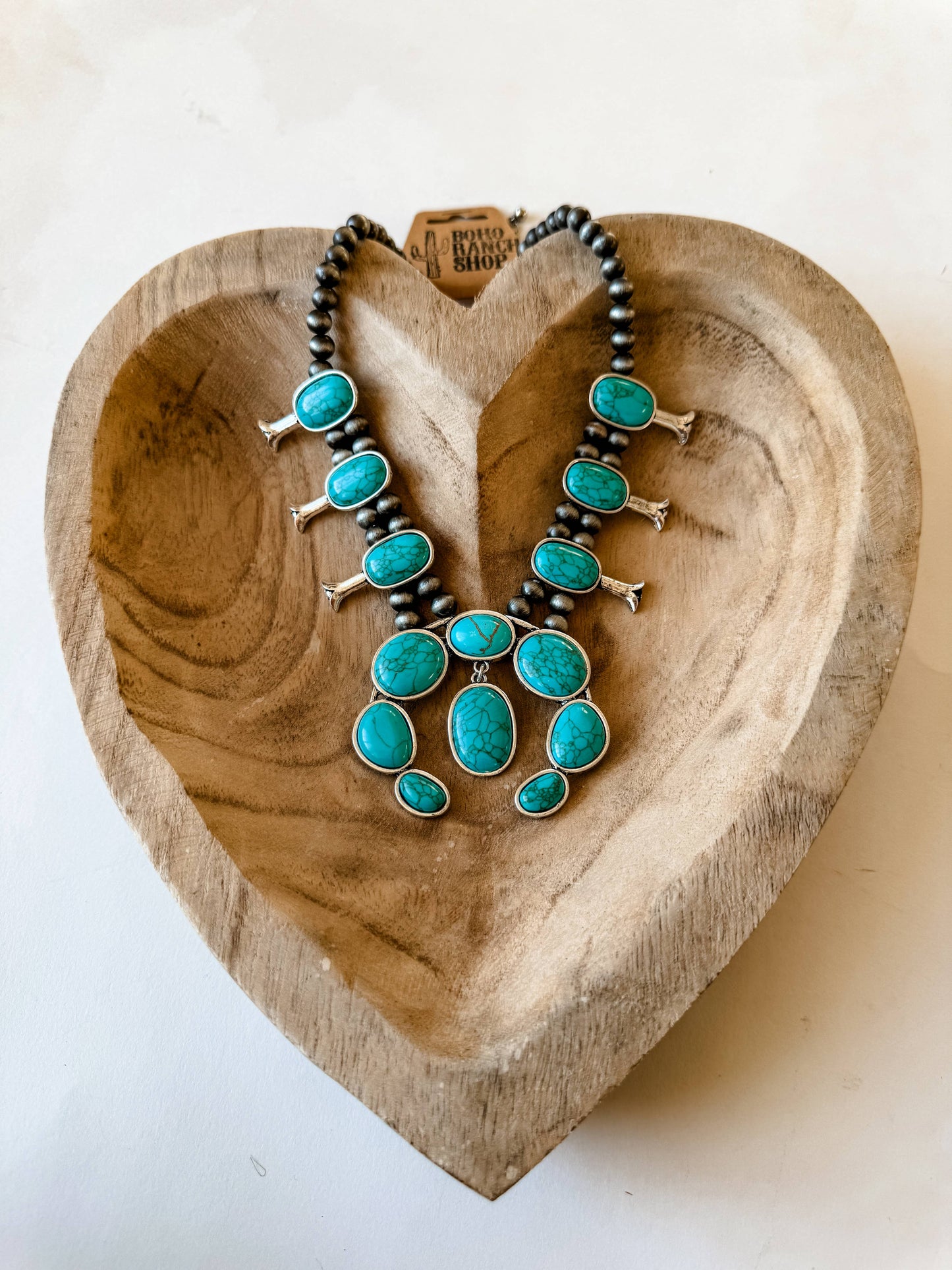 Western Squash Blossom Pendant Necklace: PINK