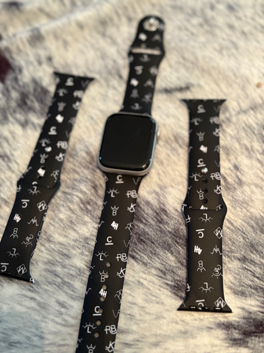 Black branded Apple Watch band