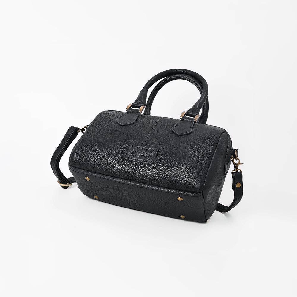 Leather & Hair-On-Hide Black Checkerboard Speedy Bag: ADBGM1088