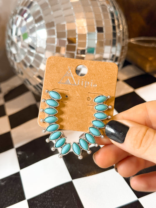 Western turquoise crawler earrings