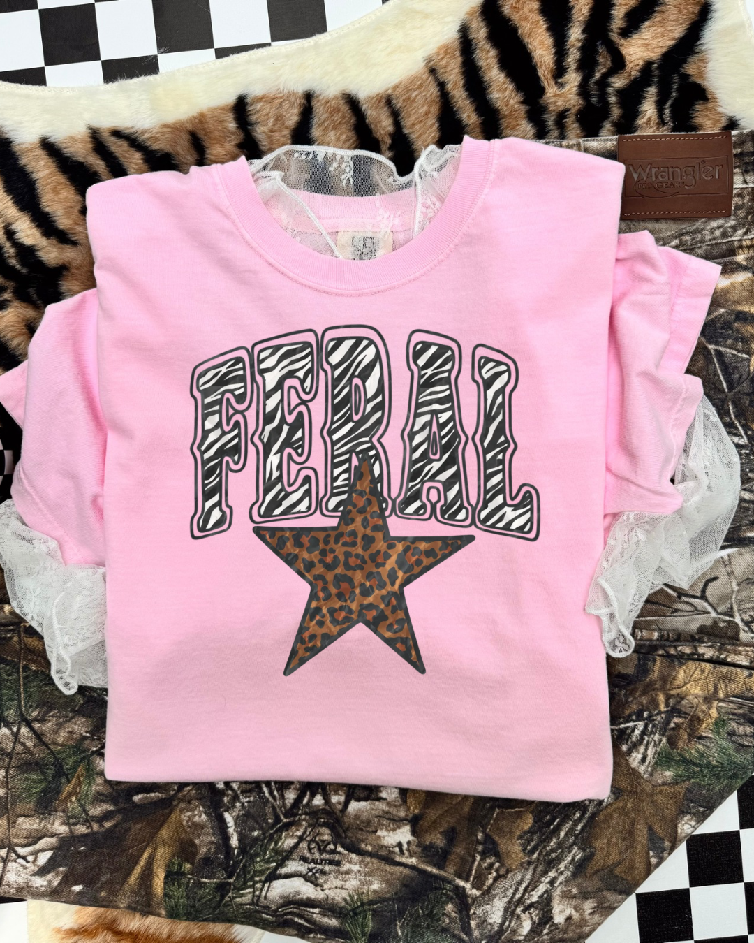 Feral safari print comfort color shirt