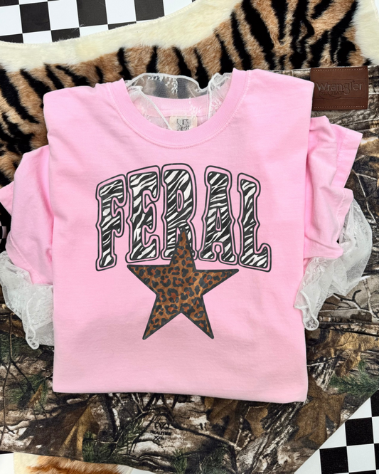Feral safari print comfort color shirt