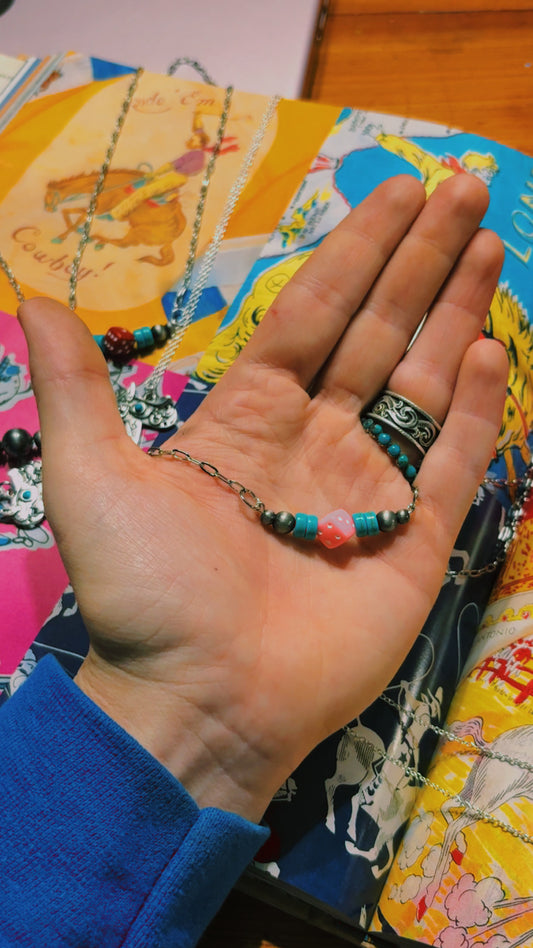The pink gambler bar necklace