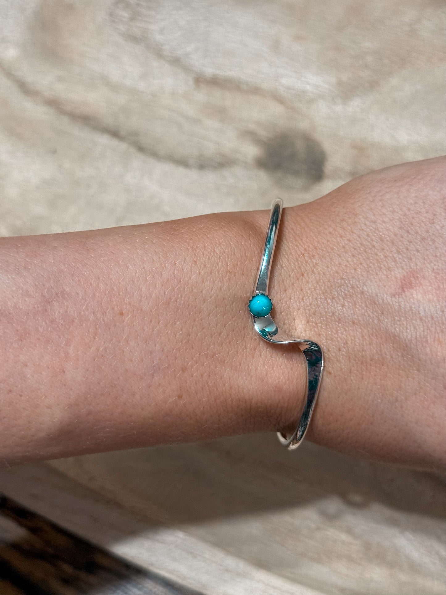 Sterling silver and kingman turquoise cuff