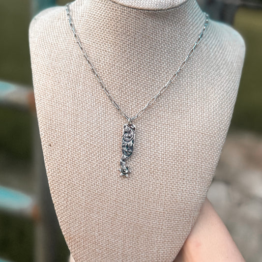 Western Engraved Spur Pendant Necklace