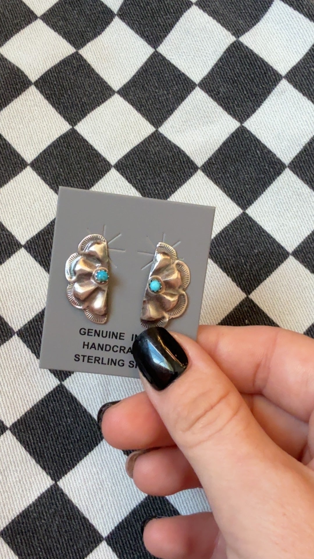 The turquoise  half concho earrings