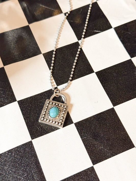 Turquoise lock necklace