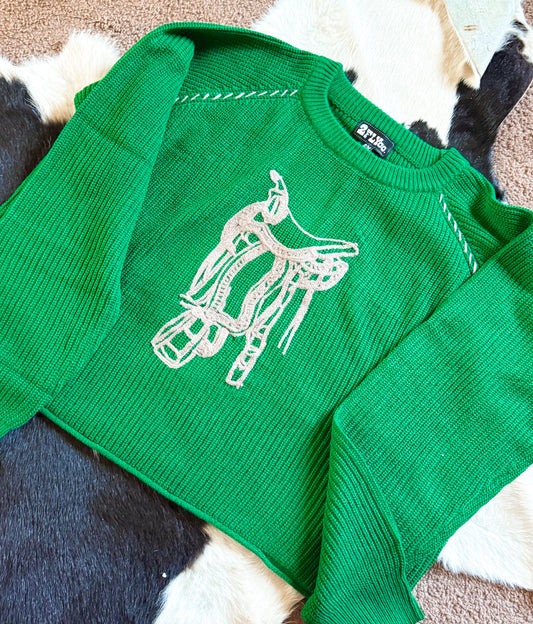 Side saddle sweater
