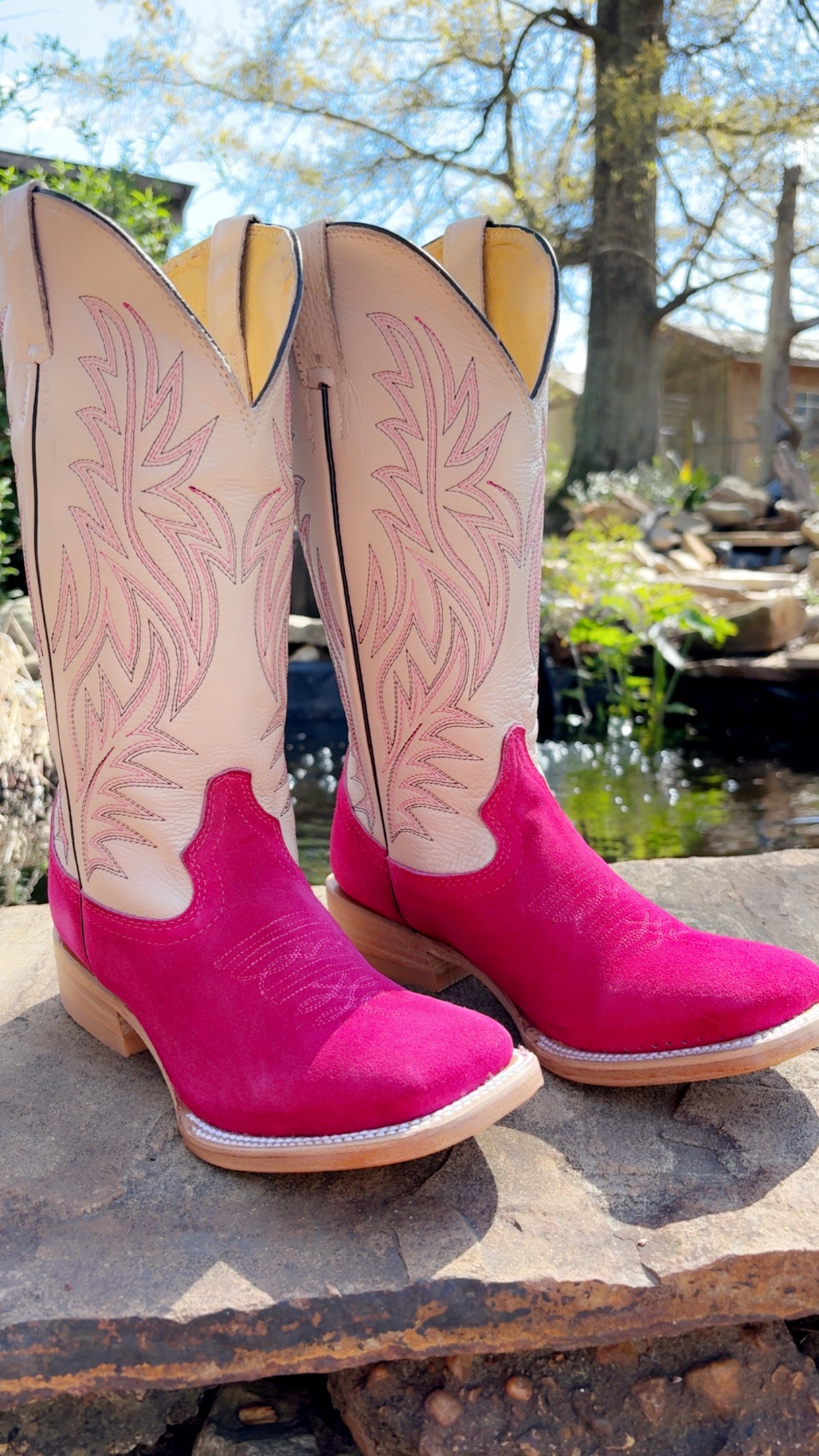 Pink rough out boots
