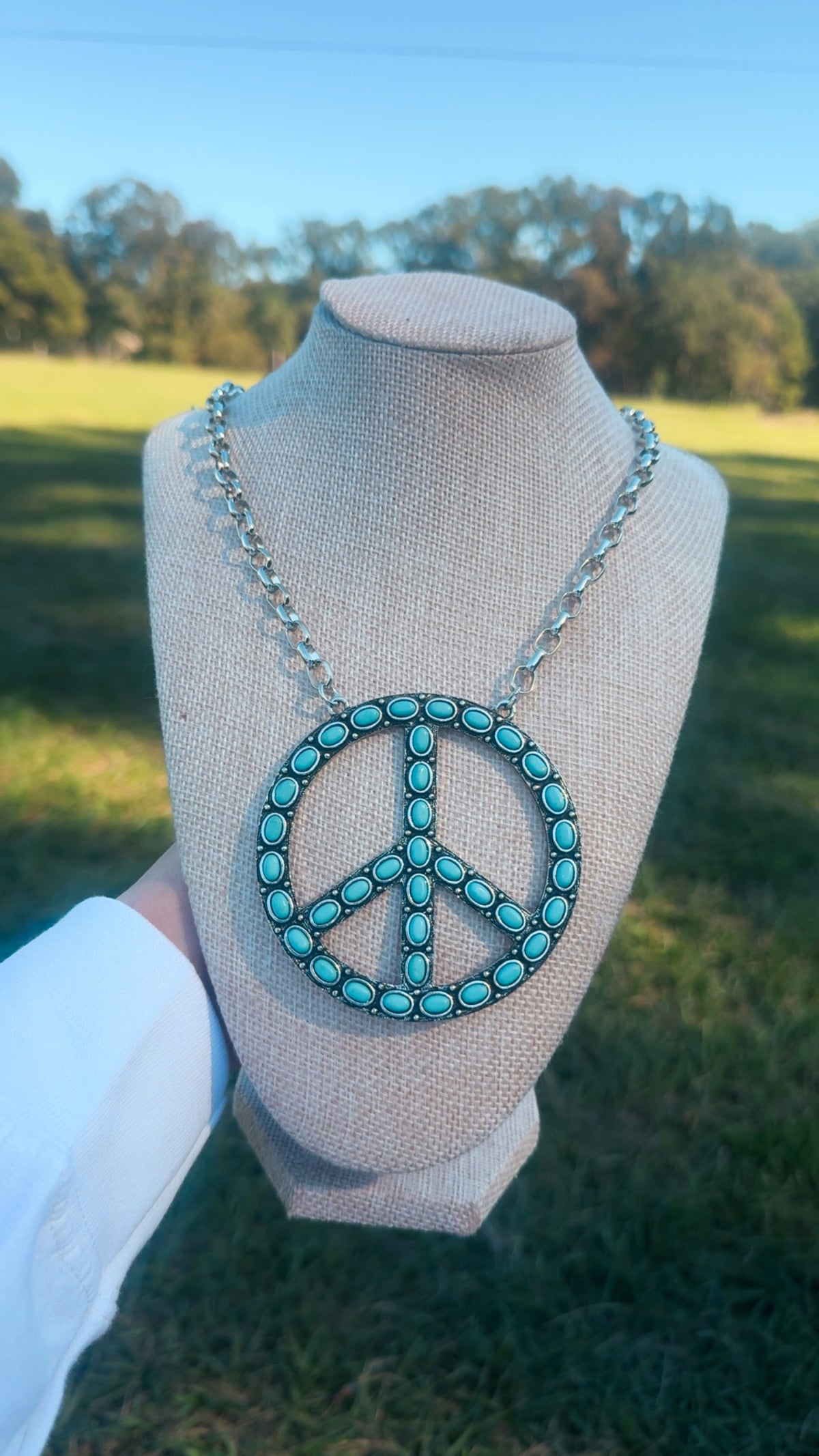 Western Large Peace Sign Necklace