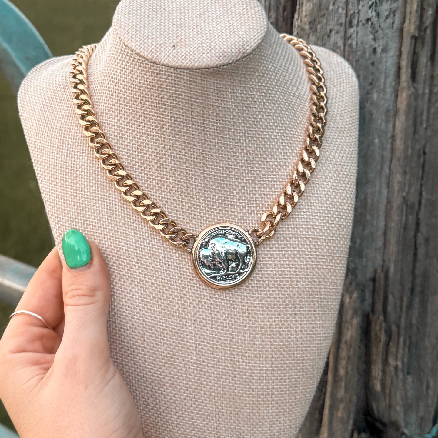 Western Buffalo Coin Chain Necklace
