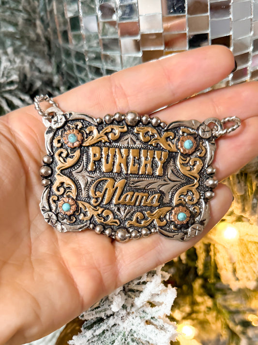 Punchy Mama Belt Buckle Pendant