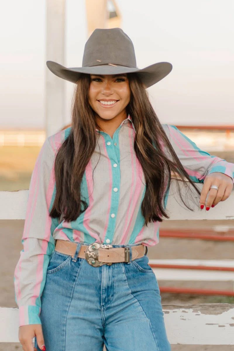 Cotton candy vintage style rodeo shirt