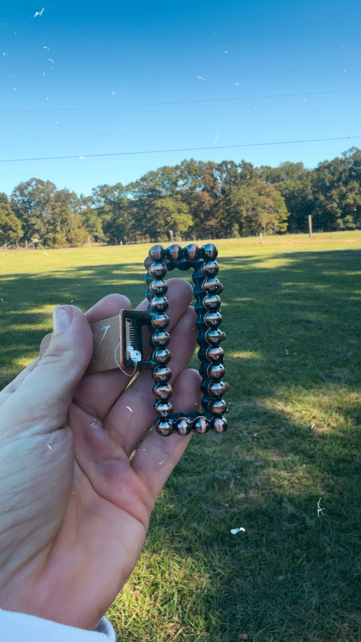 Western Mini  Pearl Hair Claw: Copper