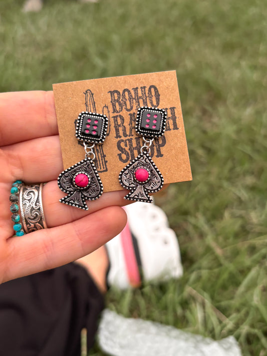 Pink gambler earrings