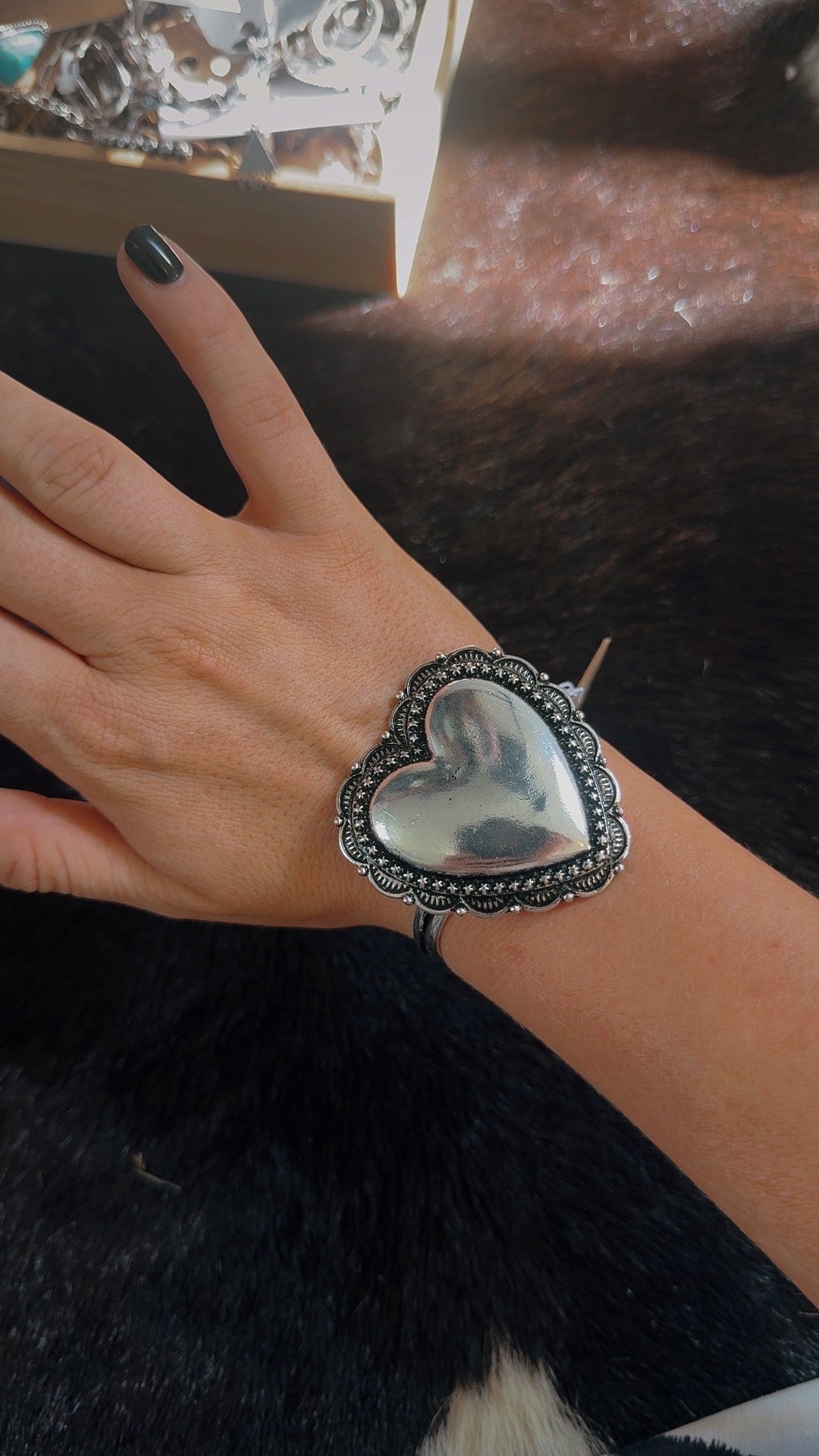 Silver heart cuffs