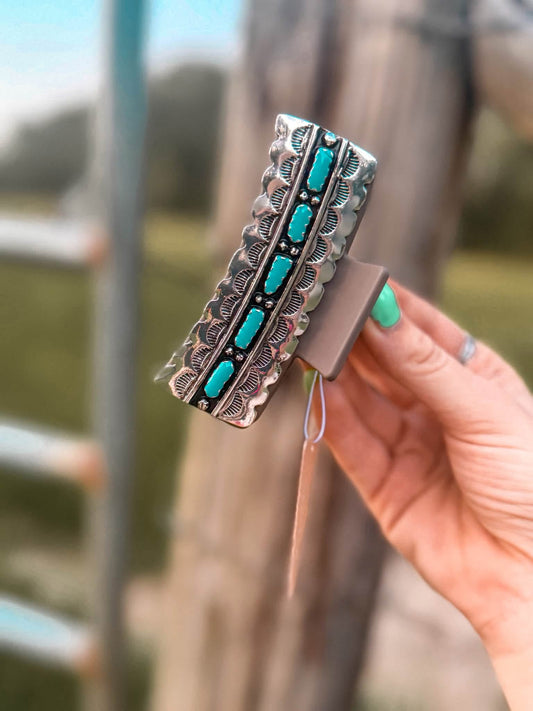 WESTERN STYLE TURQUOISE CASTING HAIR CLAW