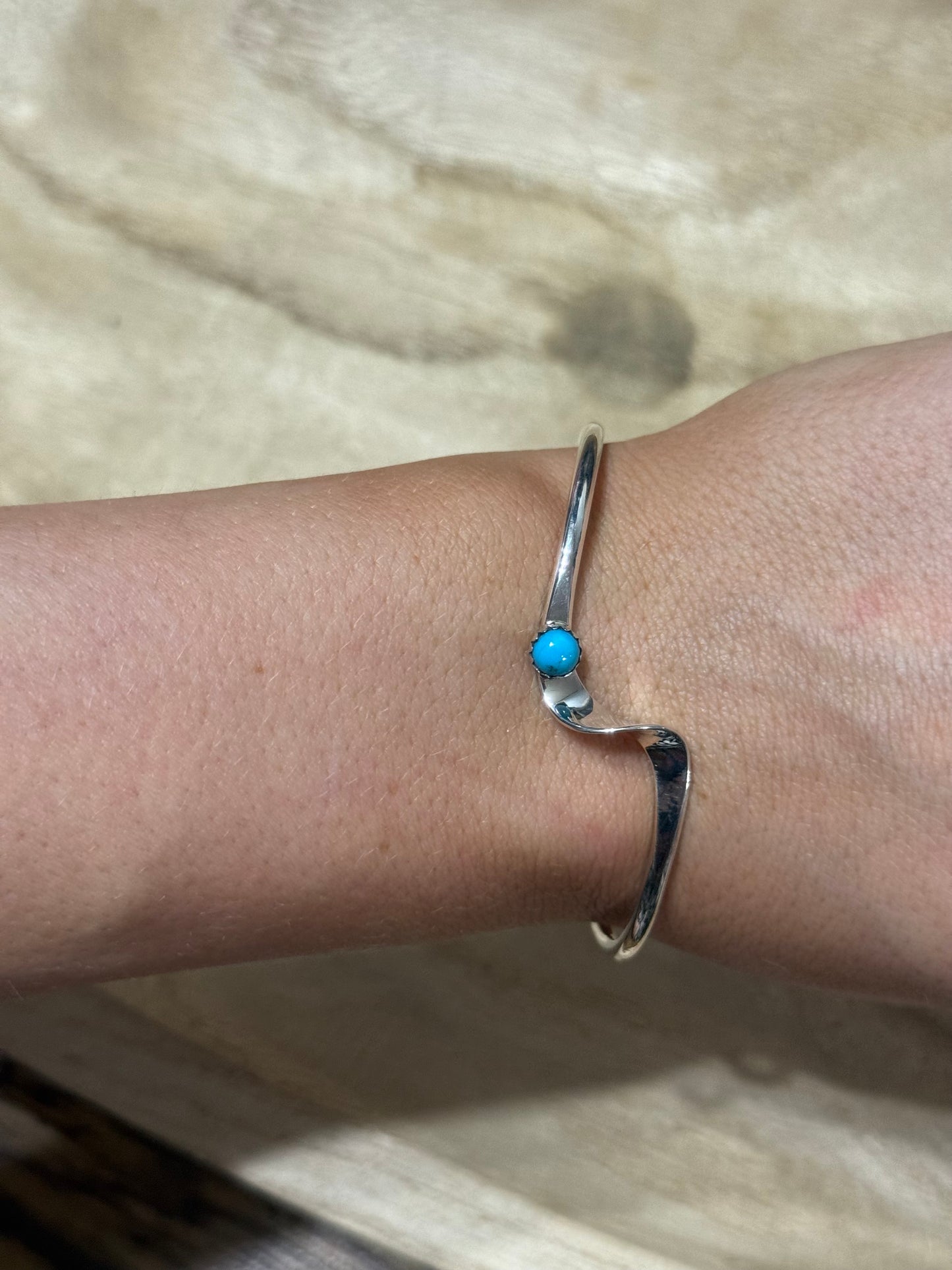 Sterling silver and kingman turquoise cuff