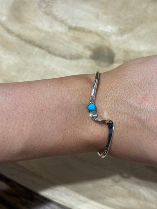 Sterling silver and kingman turquoise cuff