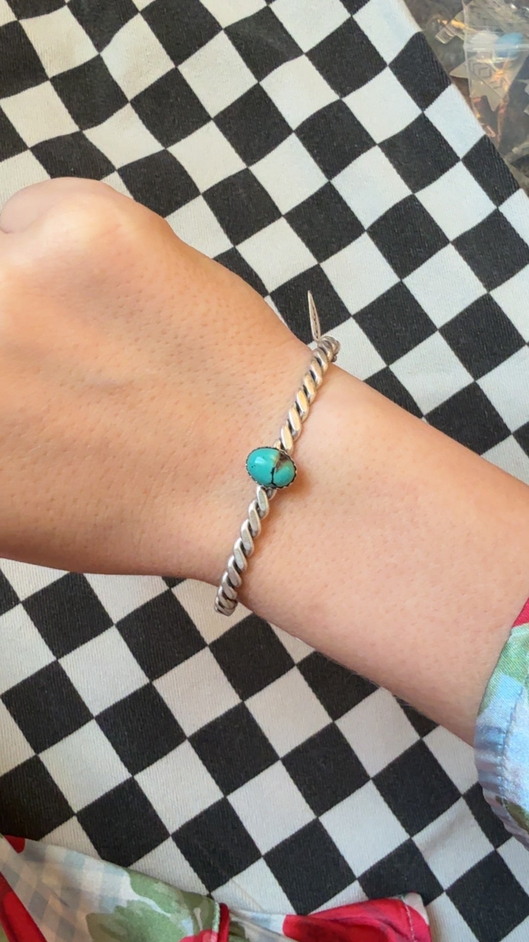 The turquoise twisted wire cuff