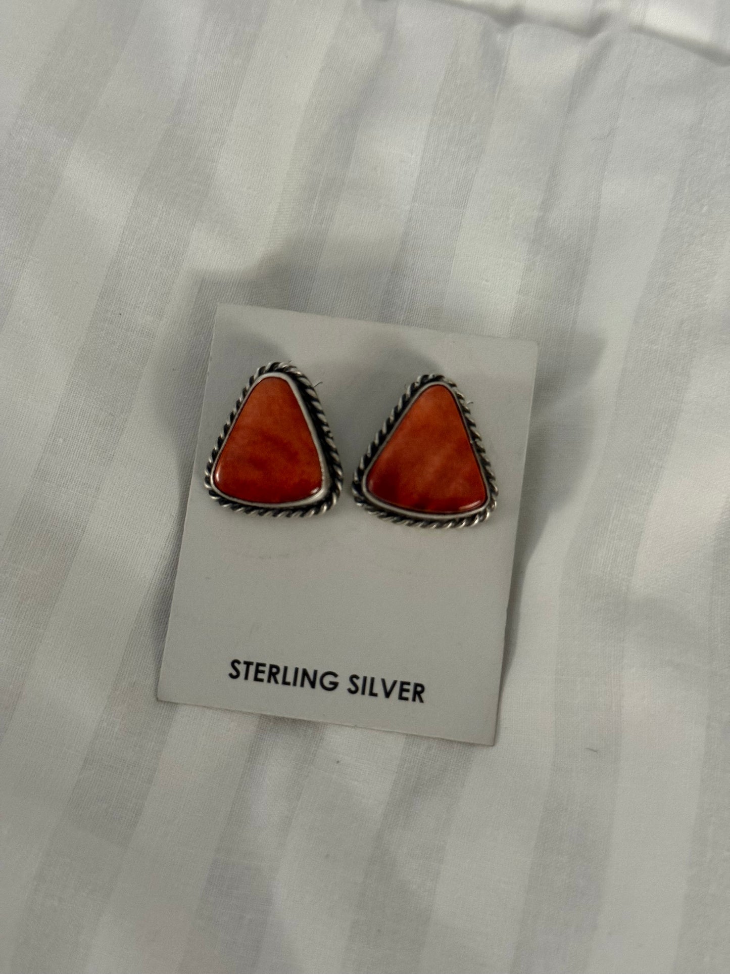 Native  made red spiny earrings