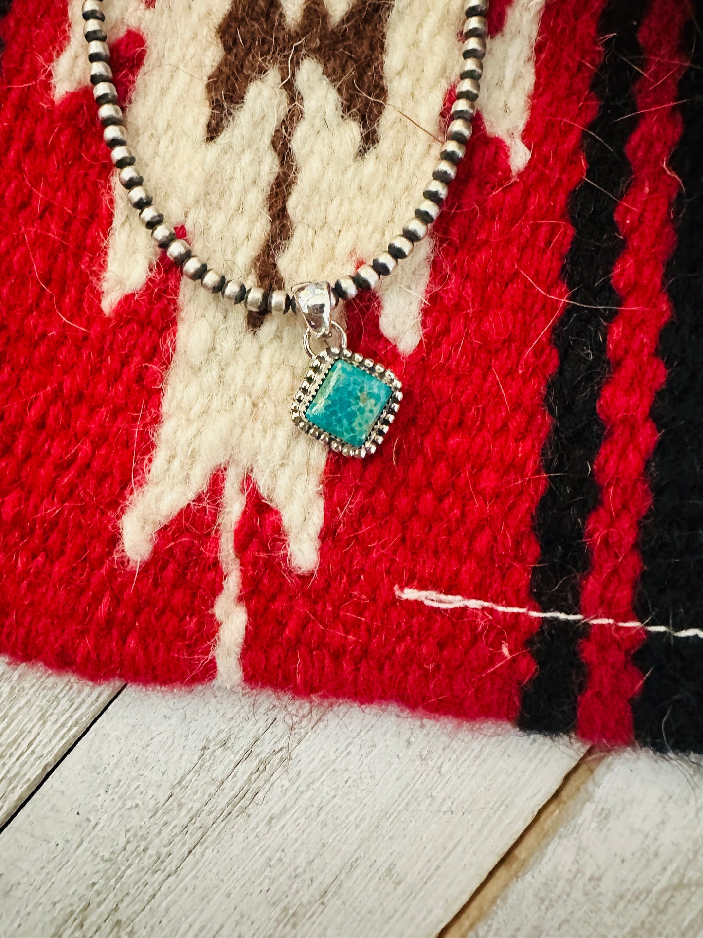 Navajo Turquoise & Sterling Silver Diamond Pendant