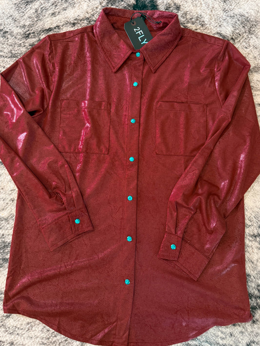 Leather luxe  button up ￼