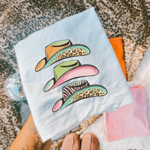 Watercolor pastel mix print hats sublimation T-shirt